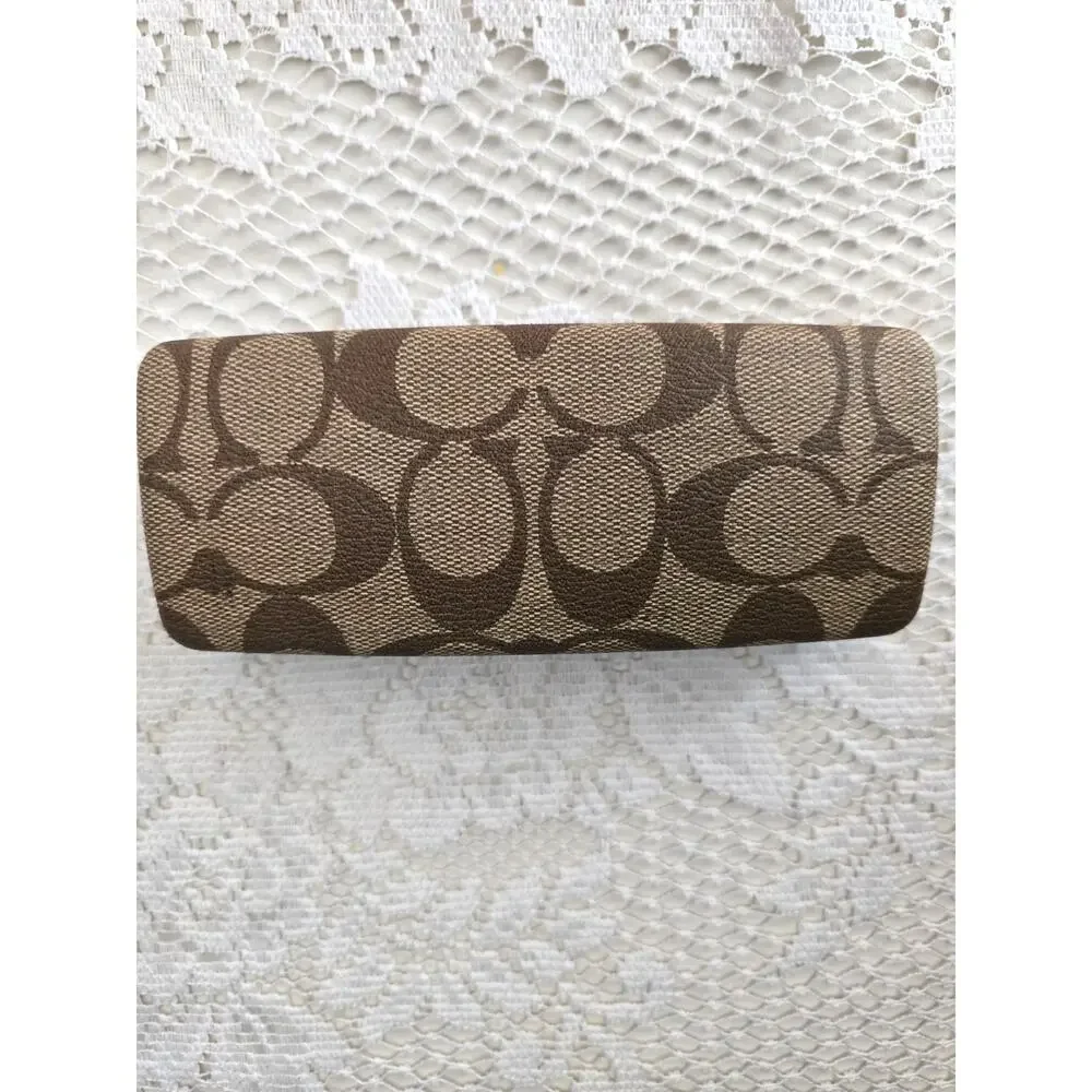 Coach Monogram Hard Glasses Case Brown Beige Clamshell Rectangle